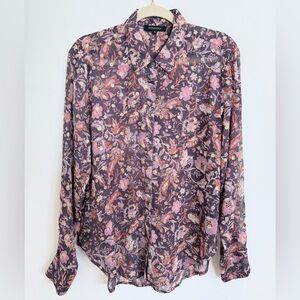 NWOT Olivaceous Purple Blush Shimmery Button Down Blouse, Size Medium